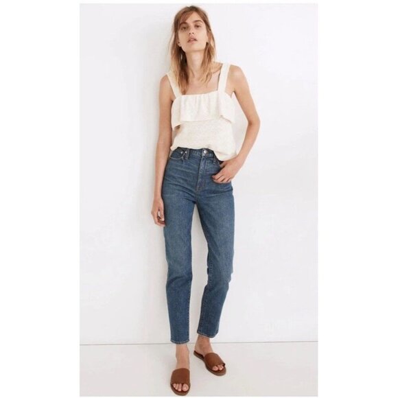Madewell Women's Cream Chevron Knit Ruffled Tank Top Size S - Picture 1 of 9
